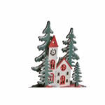 Χριστουγεννιάτικο Στολίδι DKD Home Decor Κόκκινο Ξύλο Σπίτι 11 x 6 x 38 cm (1 μονάδα)