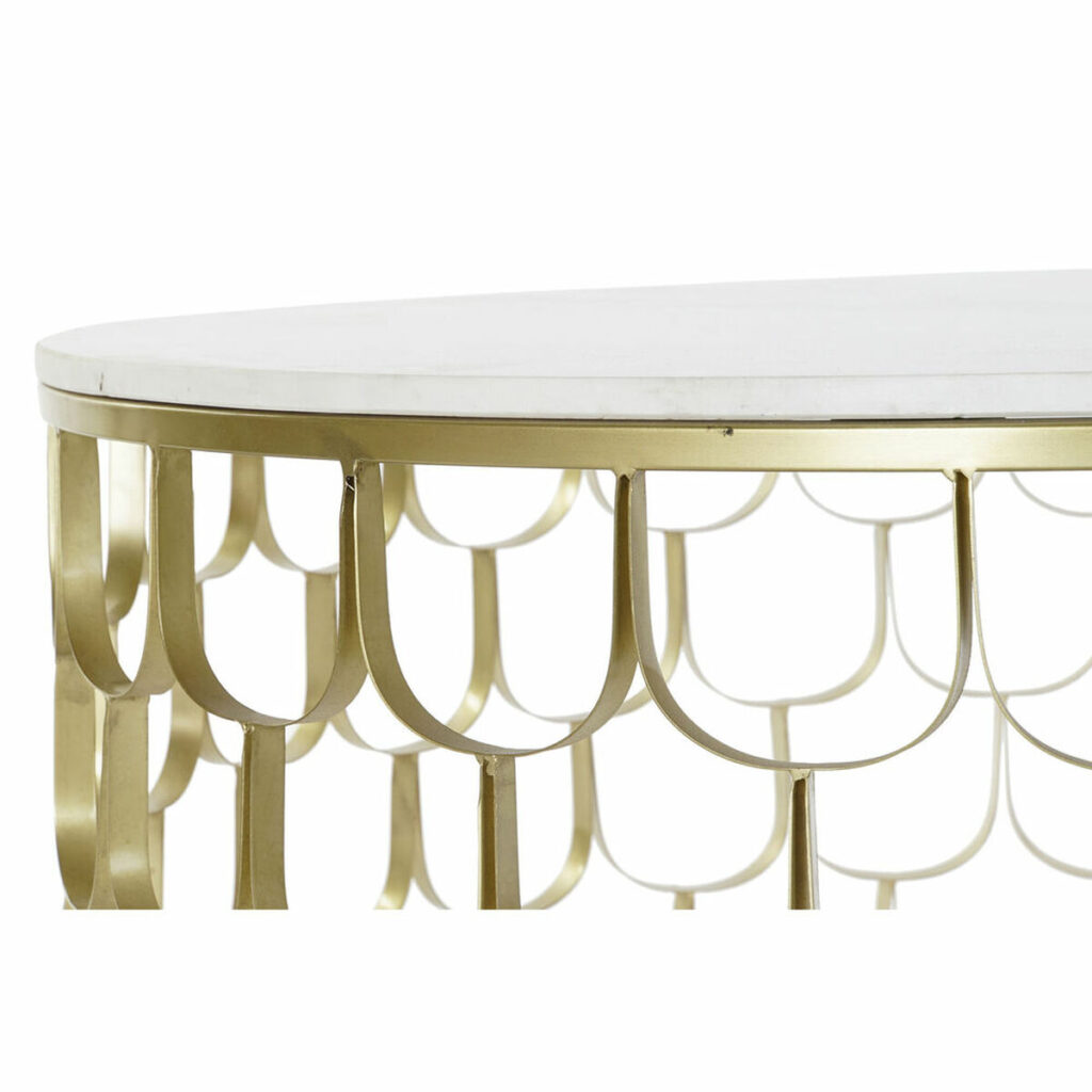 Βοηθητικό Τραπέζι DKD Home Decor 81 x 81 x 42 cm Χρυσό Λευκό Πλαστική ύλη Μάρμαρο Σίδερο