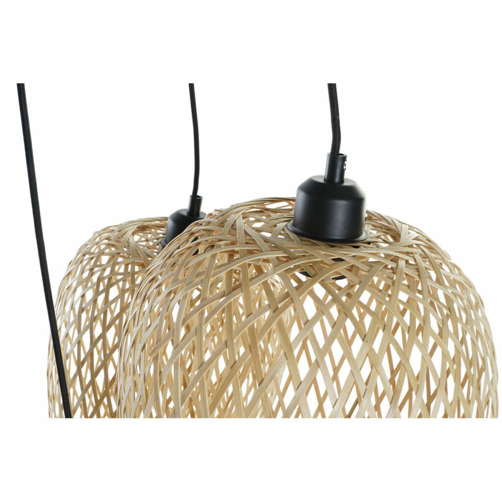 Φωτιστικό Οροφής DKD Home Decor Μαύρο Ανοιχτό καφέ Μέταλλο Bamboo 50 W Τροπικό 220 V 30 x 30 x 94 cm