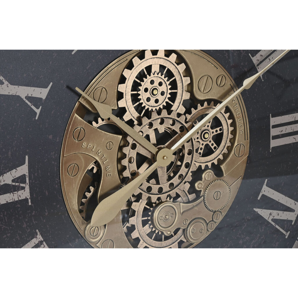 Ρολόι Τοίχου Home ESPRIT Μαύρο Χρυσό Κρυστάλλινο Σίδερο 80 x 9
