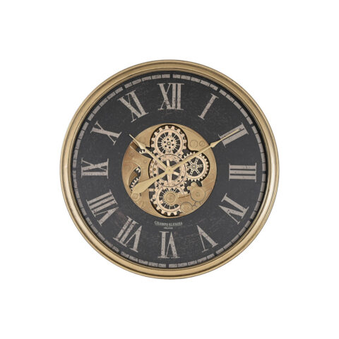 Ρολόι Τοίχου Home ESPRIT Μαύρο Χρυσό Κρυστάλλινο Σίδερο 80 x 9