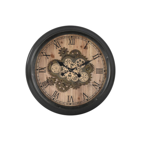 Ρολόι Τοίχου Home ESPRIT Μαύρο Χρυσό Φυσικό Κρυστάλλινο Σίδερο Vintage 67 x 9 x 67 cm