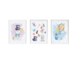 Σετ με 3 κάδρα Crochetts Alice Πολύχρωμο Ξύλο MDF 33 x 43 x 2 cm Κουνέλι Καπέλο Κορίτσι (3 Τεμάχια)