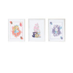 Σετ με 3 κάδρα Crochetts Alice Πολύχρωμο Ξύλο MDF 33 x 43 x 2 cm Κουνέλι Καρδιές Κορίτσι (3 Τεμάχια)