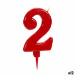 Κερί Γενέθλια Κόκκινο Αριθμοί 2 (12 Μονάδες)