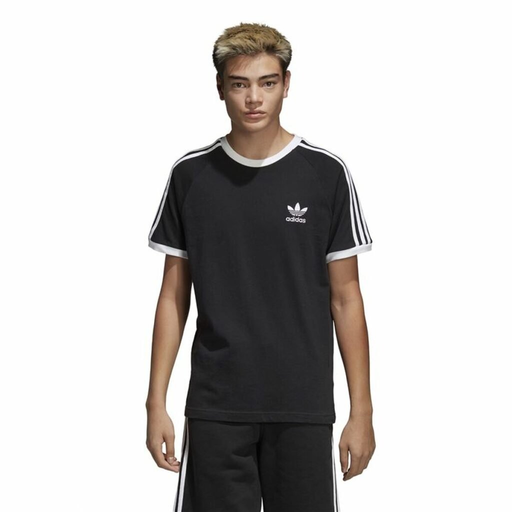 Ανδρική Μπλούζα με Κοντό Μανίκι Adidas 3 stripes Μαύρο