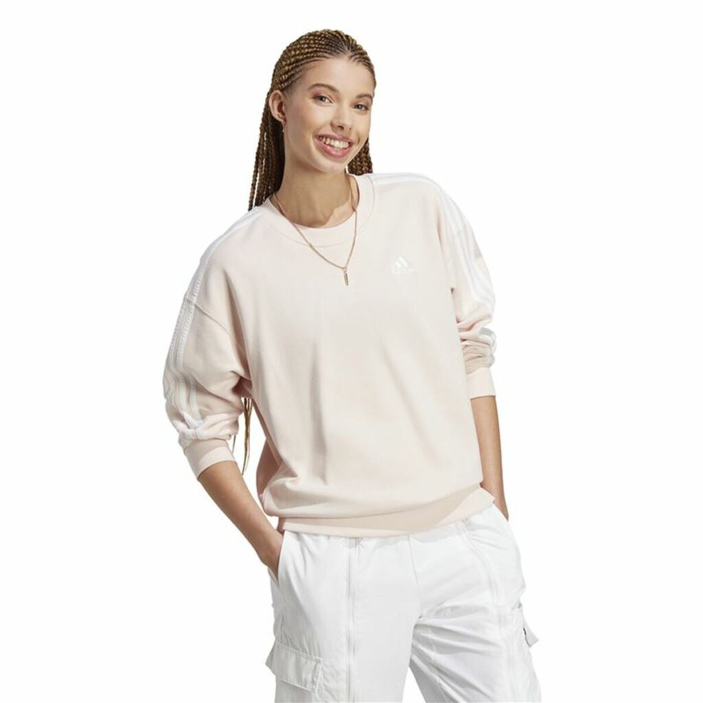 Γυναικείο Φούτερ με Κουκούλα Adidas 3 Stripes Ft Swt Λευκό Μπεζ