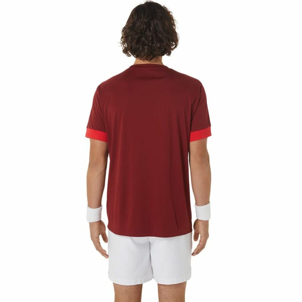 Ανδρική Μπλούζα με Κοντό Μανίκι Asics Court Σκούρο Κόκκινο Τένις