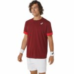 Ανδρική Μπλούζα με Κοντό Μανίκι Asics Court Σκούρο Κόκκινο Τένις