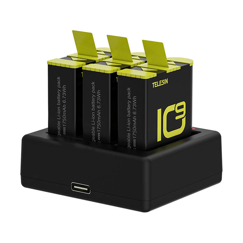 Telesin three-channel charger + 2 batteries for GoPro Hero 9 / 10 / 11 / 12 (GP-BTR-903-B)