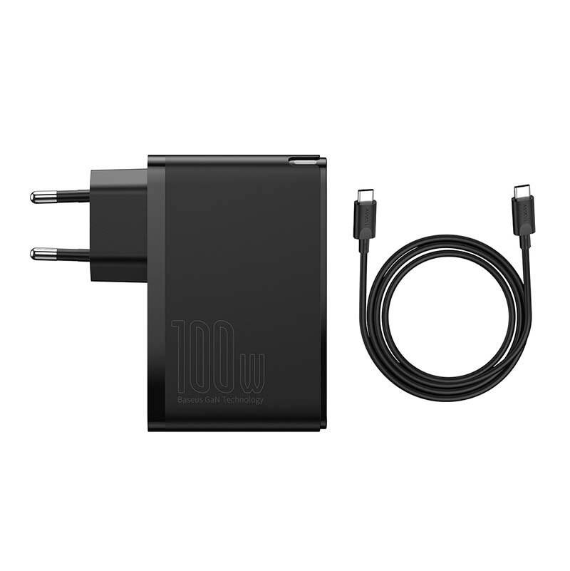 Baseus Φορτιστής Ταξιδιού GaN2 Pro Quick 2xUSB + 2xUSB-C 100W EU (Μαύρο)