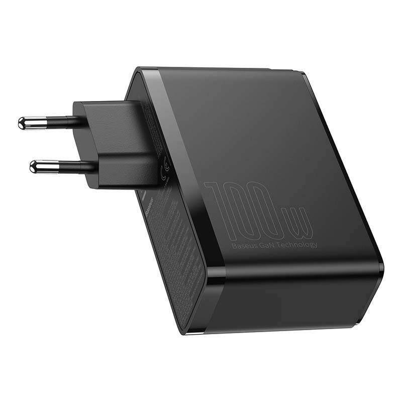 Baseus Φορτιστής Ταξιδιού GaN2 Pro Quick 2xUSB + 2xUSB-C 100W EU (Μαύρο)