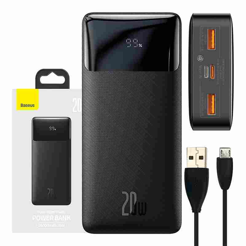 Baseus Powerbank Bipow 20000mAh 20W (Μαύρο)