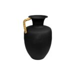 Βάζο Romimex Μαύρο Μέταλλο λυγαριά 23 x 33 x 23 cm Με λαβή