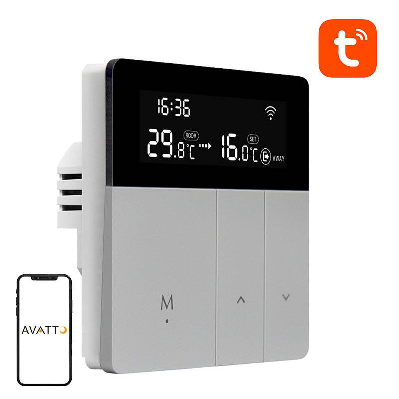 Avatto Έξυπνος Θερμοστάτης Λέβητα WT50 3A Wi-Fi Tuya (Ασημί/Μαύρο)