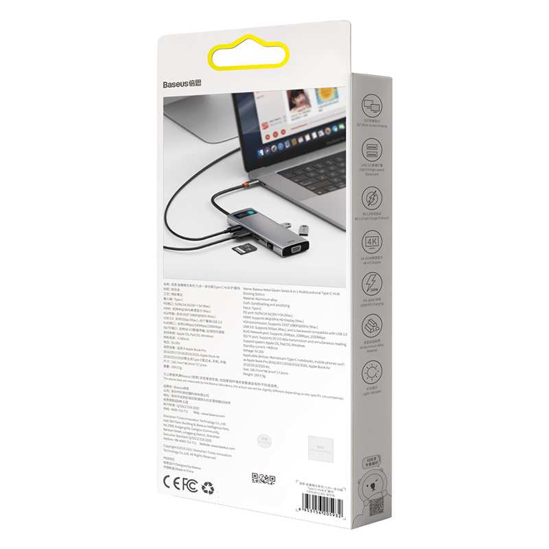 USB-C σε 3xUSB 3.0 + HDMI + USB-C PD + Ethernet RJ45 + MicroSD/SD + VGA (Ασημί)