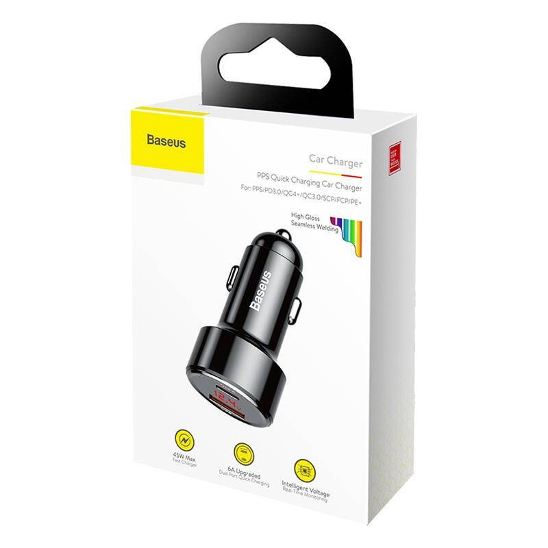 Baseus Φορτιστής Αυτοκινήτου Magic USB + USB-C QC 4.0 PD 45W (Μαύρο)