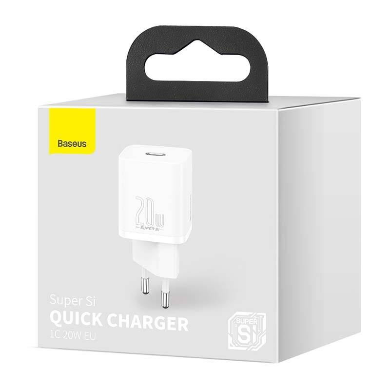 Baseus Γρήγορος Φορτιστής Super Si 1C 20W (Λευκό)