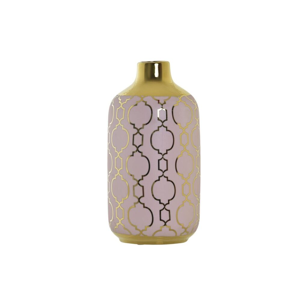 Βάζο DKD Home Decor Ροζ Χρυσό Πορσελάνη Ανατολικó Chrome 13 x 13 x 26 cm