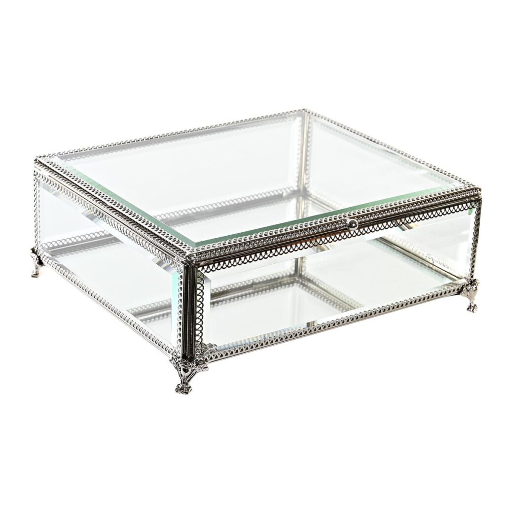 Κουτί-μπιζουτιέρα DKD Home Decor Διαφανές Ασημί Μέταλλο Κρυστάλλινο 25 x 21 x 10 cm
