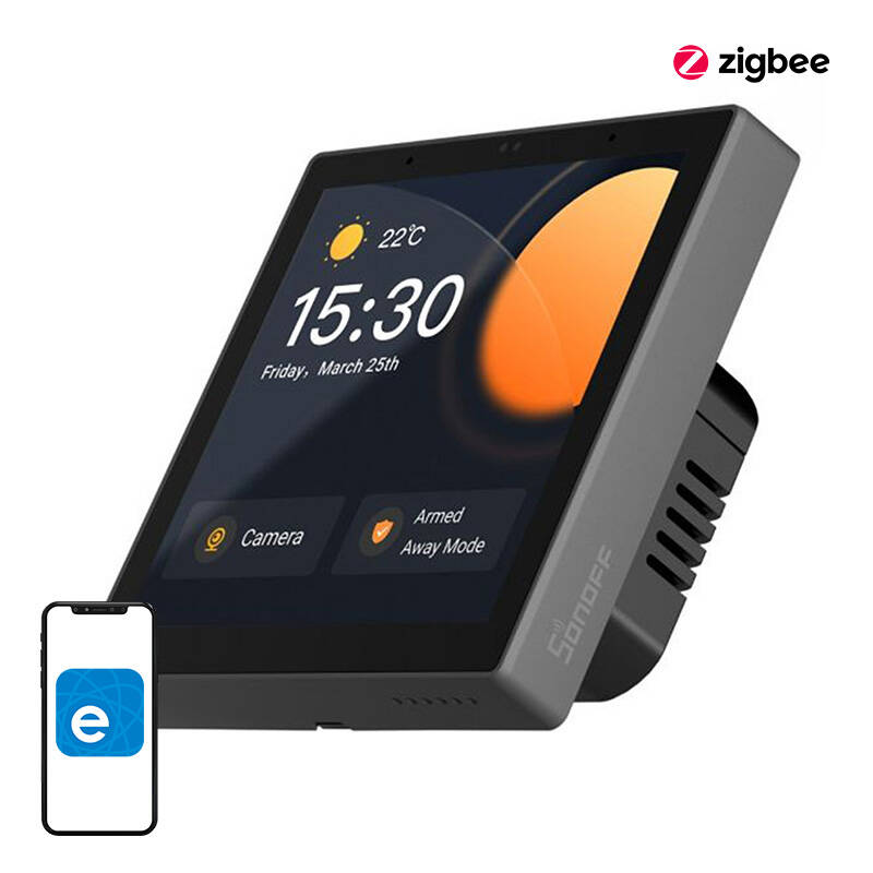 Sonoff Έξυπνος Διακόπτης Τοίχου Χωνευτός WiFi/Bluetooth/ZigBee NSPanel Pro (Μαύρο)