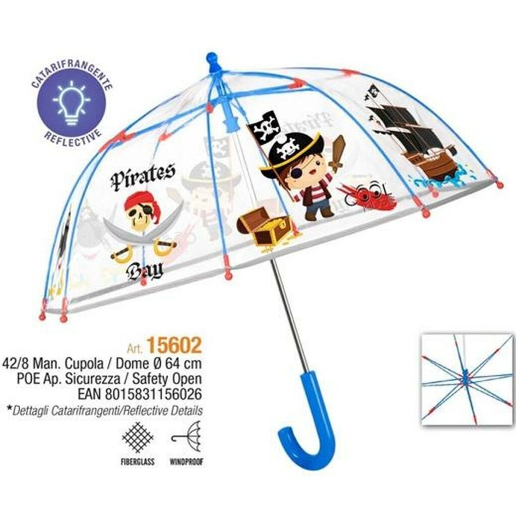 Ομπρέλα Perletti Διαφανές Fiberglass Ø 64 cm Παιδικά Πειρατές