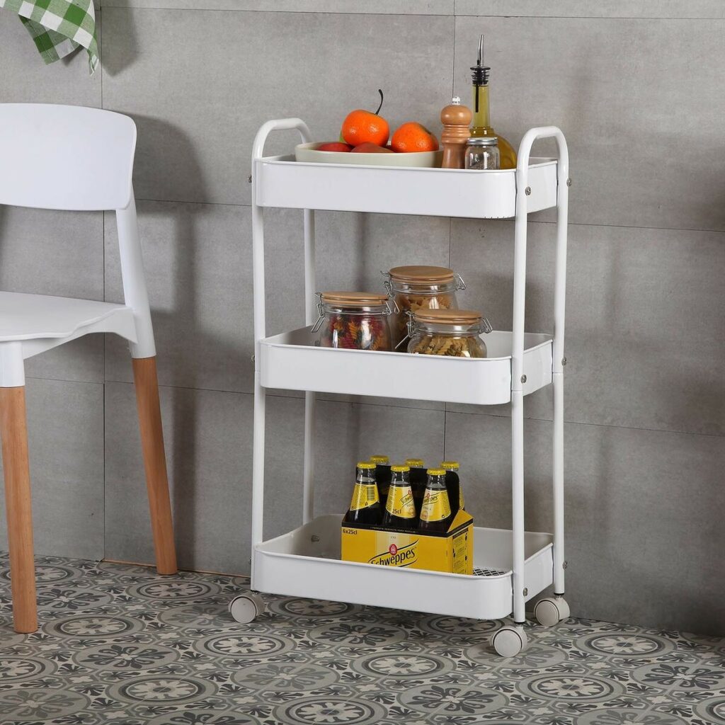 Έπιπλο Κουζίνας Τρόλεϊ Versa Λευκό 30 x 76 x 46 cm Σίδερο