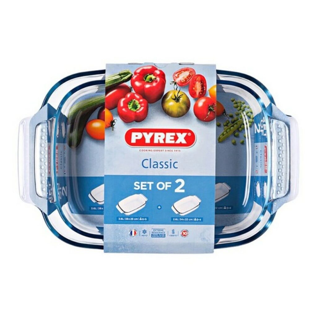 Σετ Πιάτων Φούρνου Pyrex Classic Διαφανές Γυαλί (2 pcs)