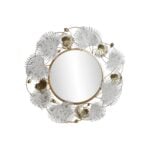 Τοίχο καθρέφτη DKD Home Decor Λευκό Χρυσό Φύλλο φυτού 93 x 7 x 93 cm