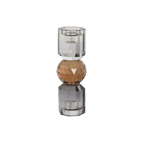 Κηροπήγιο Home ESPRIT Κίτρινο Γκρι Κρυστάλλινο 7 x 7 x 20 cm
