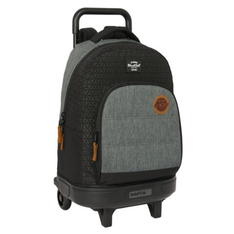 Σχολική Τσάντα με Ρόδες BlackFit8 Old school Μαύρο Γκρι 33 x 45 x 22 cm