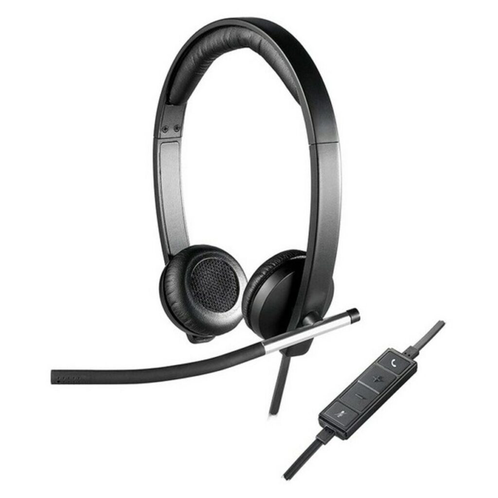 Ακουστικά με Μικρόφωνο Logitech 981-000519 USB 2.0 Μαύρο Ασημί