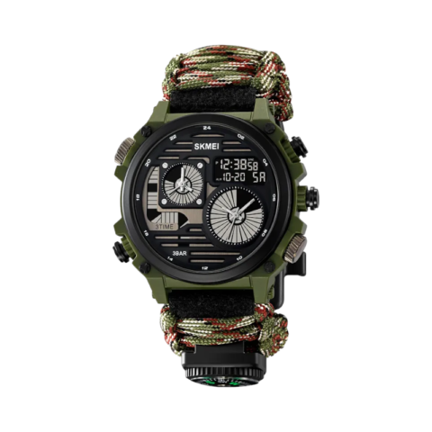 Ψηφιακό/αναλογικό ρολόι χειρός – Skmei - 2202 - Army Green Rope