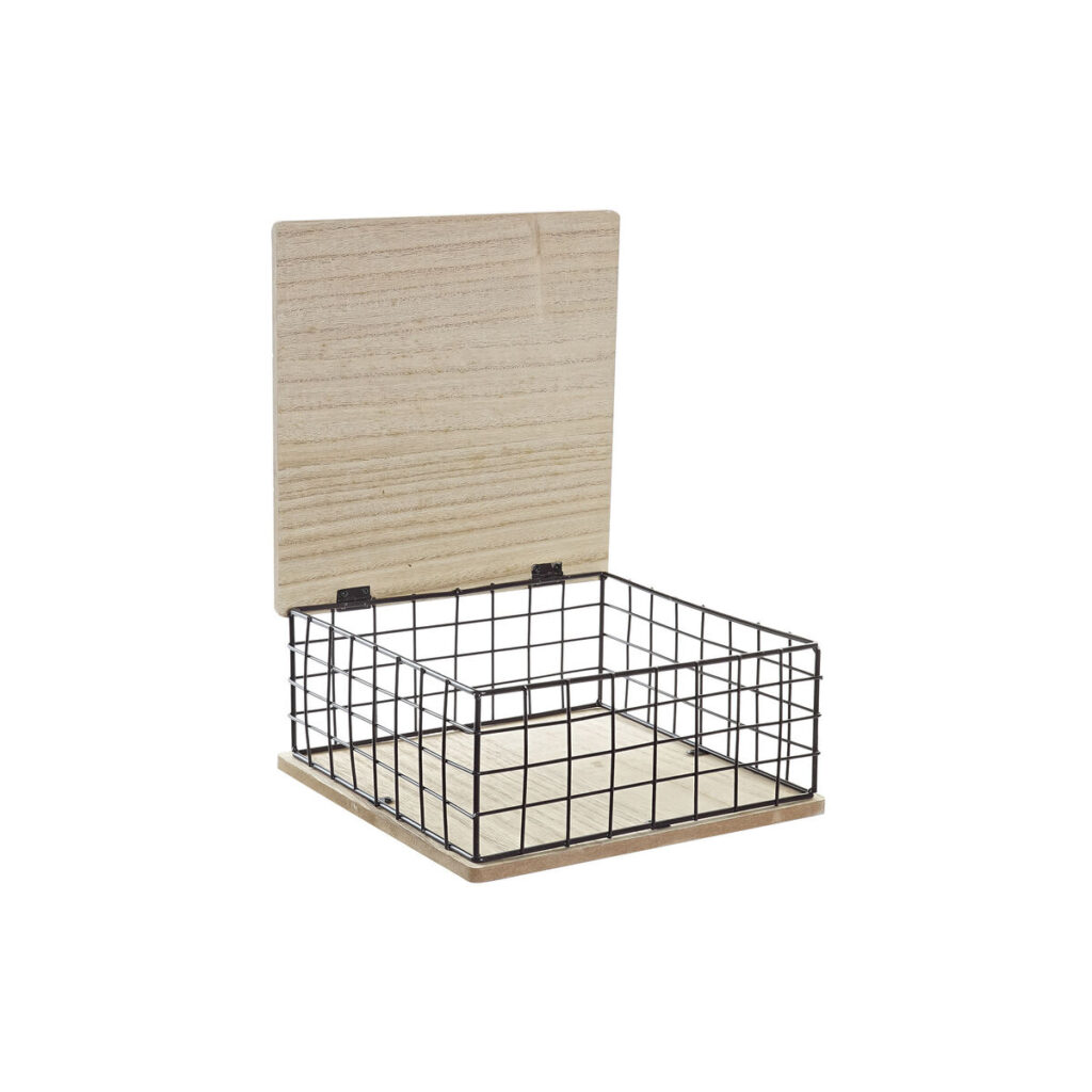 Διακοσμητικό κουτί DKD Home Decor Μαύρο Φυσικό Μέταλλο Ξύλο MDF