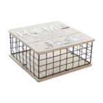 Διακοσμητικό κουτί DKD Home Decor Μαύρο Φυσικό Μέταλλο Ξύλο MDF