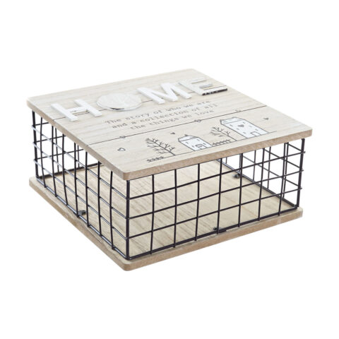 Διακοσμητικό κουτί DKD Home Decor Μαύρο Φυσικό Μέταλλο Ξύλο MDF