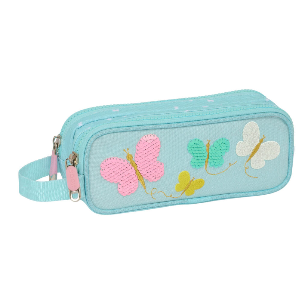 Διπλή Κασετίνα Moos Butterflies Ανοιχτό Μπλε 21 x 8 x 6 cm
