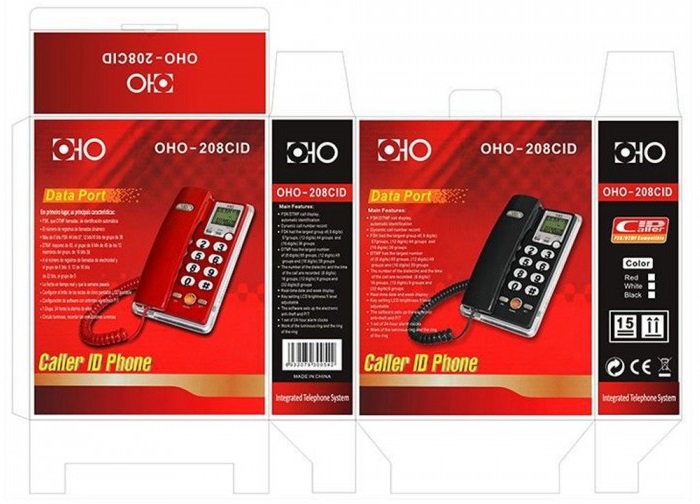 Ενσύρματο σταθερό τηλέφωνο - OHO 208 - 102082 - Black