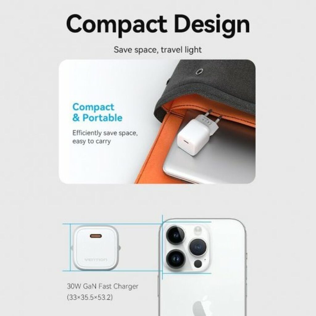 Φορτιστής Τοίχου Vention FAKW0-EU 30 W USB-C Κίτρινο