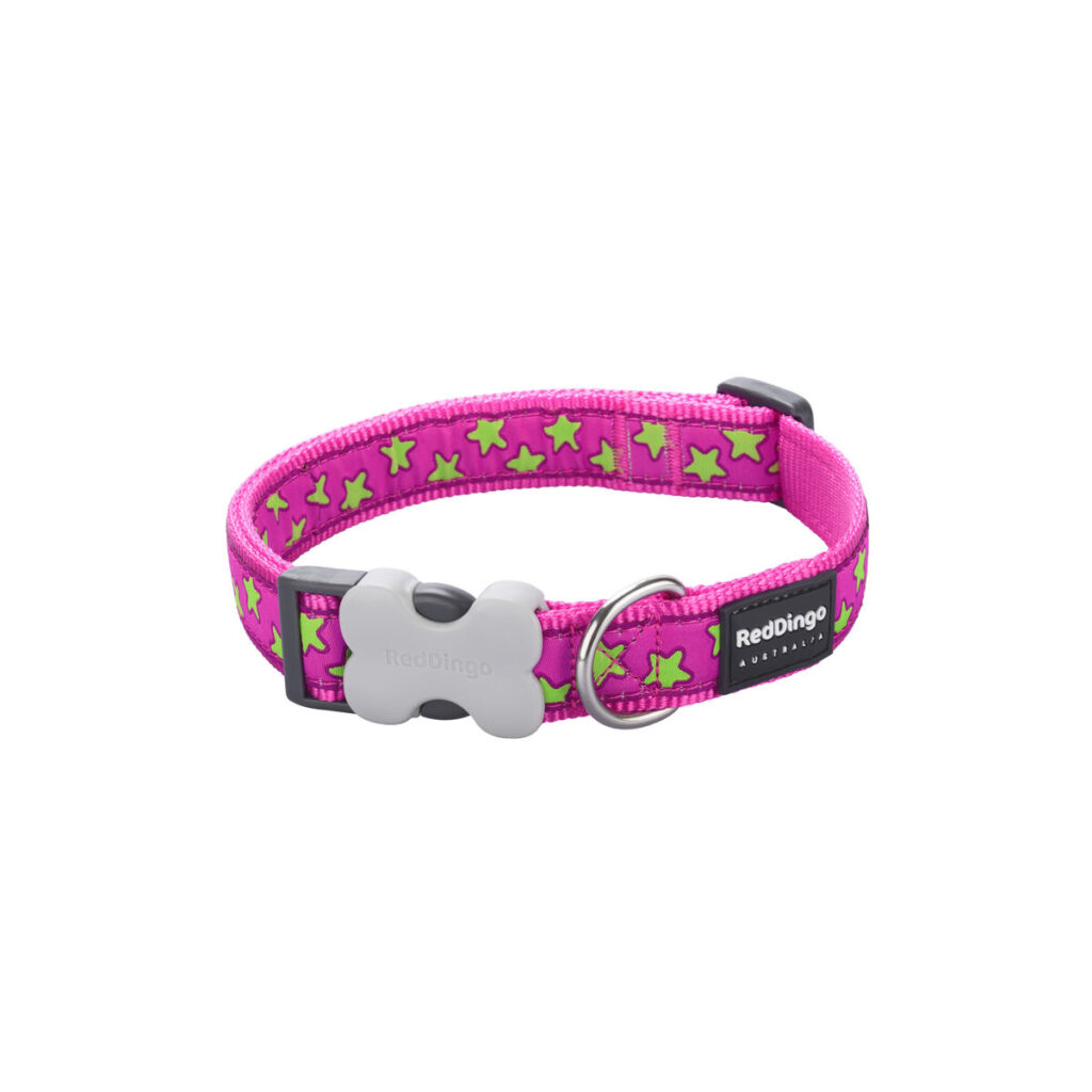 Κολλάρο Σκύλου Red Dingo STYLE STARS LIME ON HOT PINK 31-47 cm
