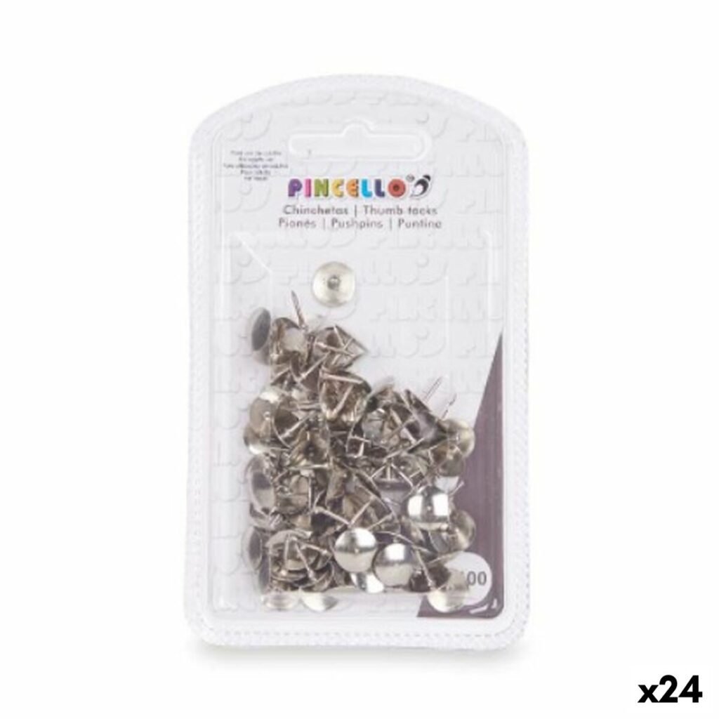 Πινέζες Pincello 395 Ασημί Μέταλλο (24 Μονάδες)