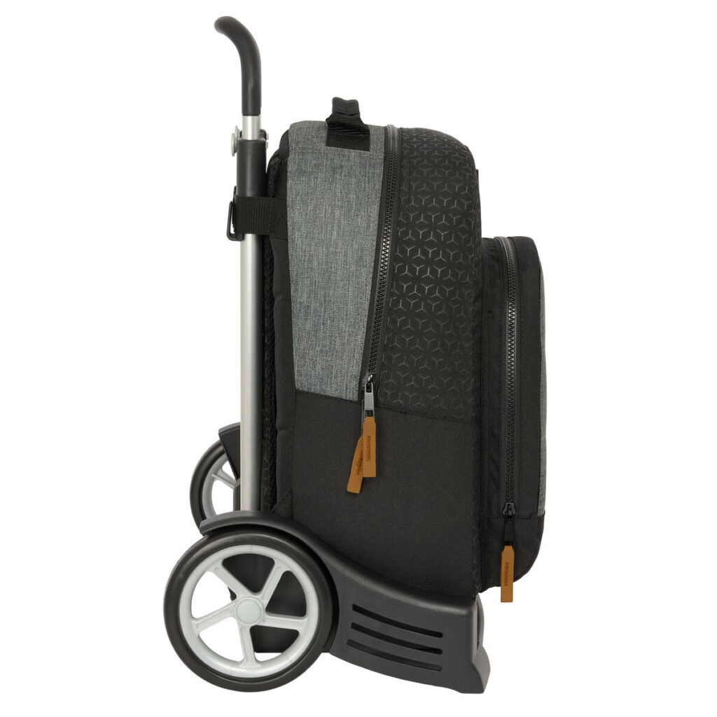 Σχολική Τσάντα με Ρόδες BlackFit8 Old school Μαύρο Γκρι 32 x 42 x 15 cm