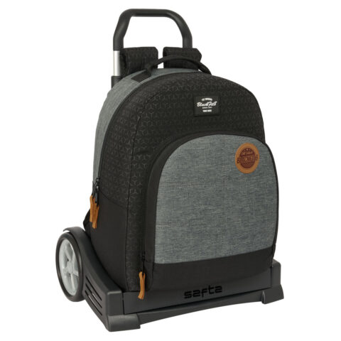 Σχολική Τσάντα με Ρόδες BlackFit8 Old school Μαύρο Γκρι 32 x 42 x 15 cm