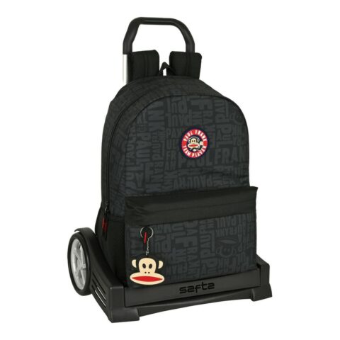 Σχολική Τσάντα με Ρόδες Paul Frank Team player Μαύρο 30 x 46 x 14 cm