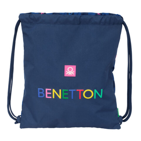 Σχολική Τσάντα με Σχοινιά Benetton Damero Ναυτικό Μπλε 35 x 40 x 1 cm