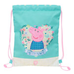 Σχολική Τσάντα με Σχοινιά Peppa Pig Pretty flowers Κίτρινο Μέντα 26 x 34 x 1 cm