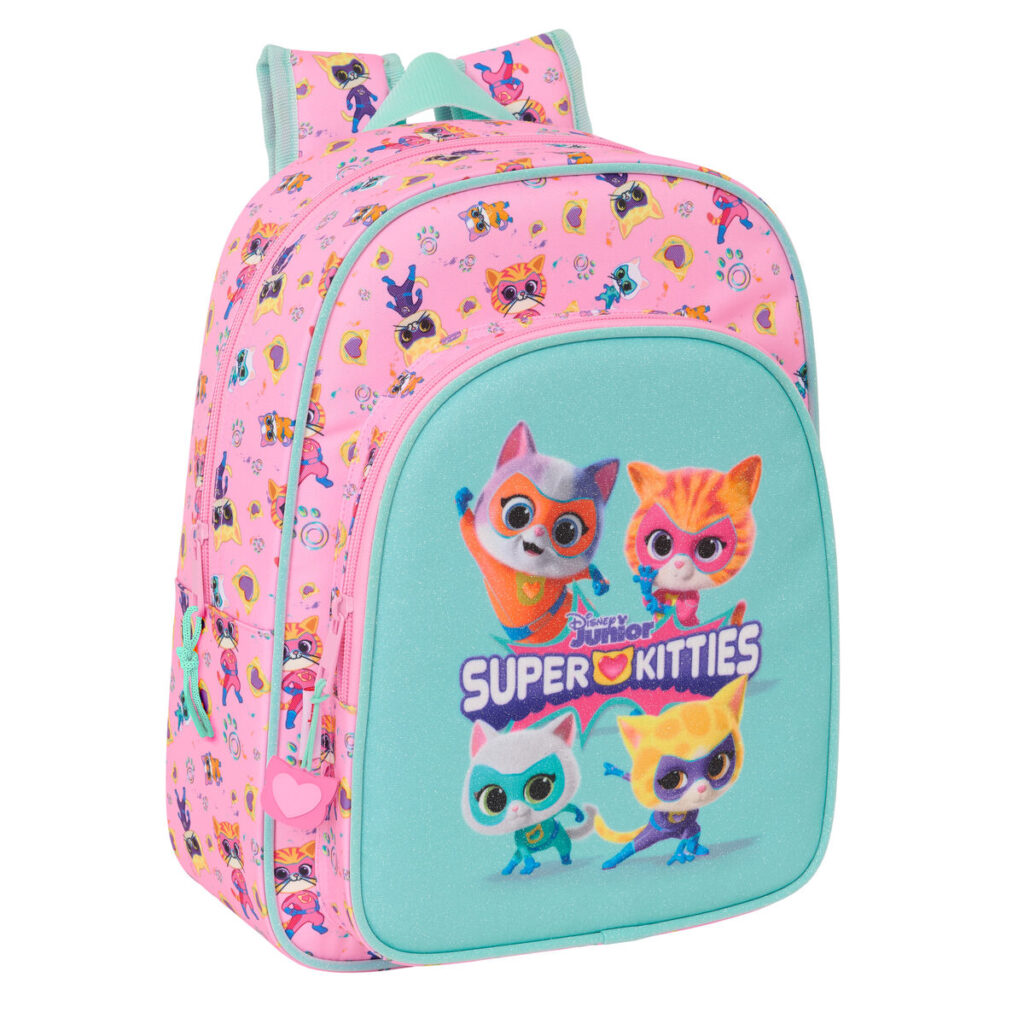 Σχολική Τσάντα SuperKitties Ροζ Τυρκουάζ 26 x 34 x 11 cm