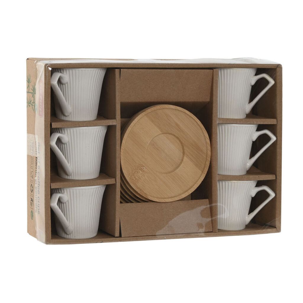 Σετ 6 Φλυτζάνια με Πιατάκι Home ESPRIT Λευκό Bamboo Πορσελάνη 90 ml