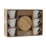 Σετ 6 Φλυτζάνια με Πιατάκι Home ESPRIT Λευκό Bamboo Πορσελάνη 90 ml