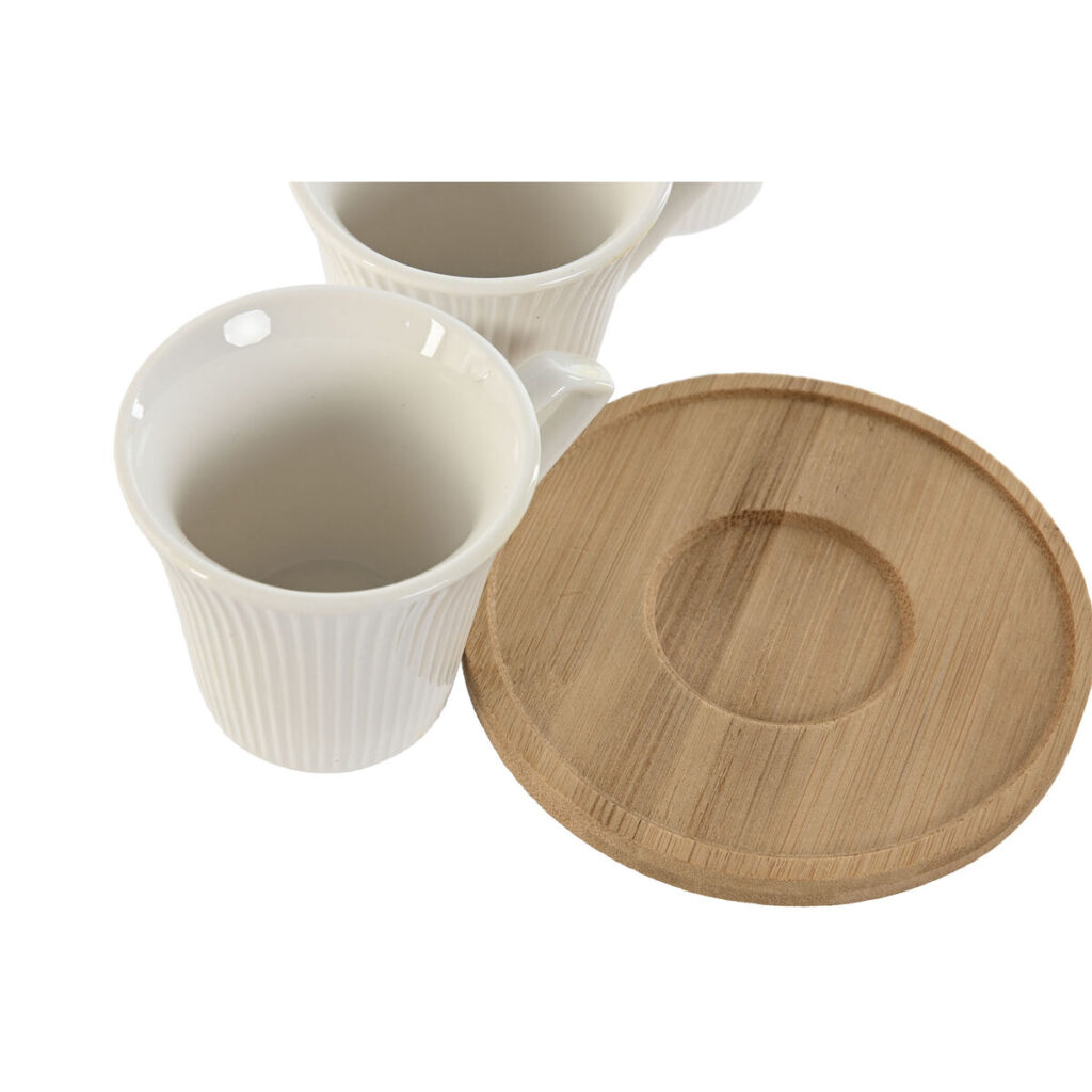 Σετ 6 Φλυτζάνια με Πιατάκι Home ESPRIT Λευκό Bamboo Πορσελάνη 90 ml
